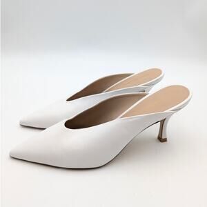 Stuart Weitzman Lula Pointed Toe Pump Women's Leather White Size US8.5B EU39